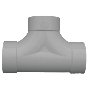 White PVC 4-inch two-way tee cleanout pipe fitting for plumbing and home improvement projects