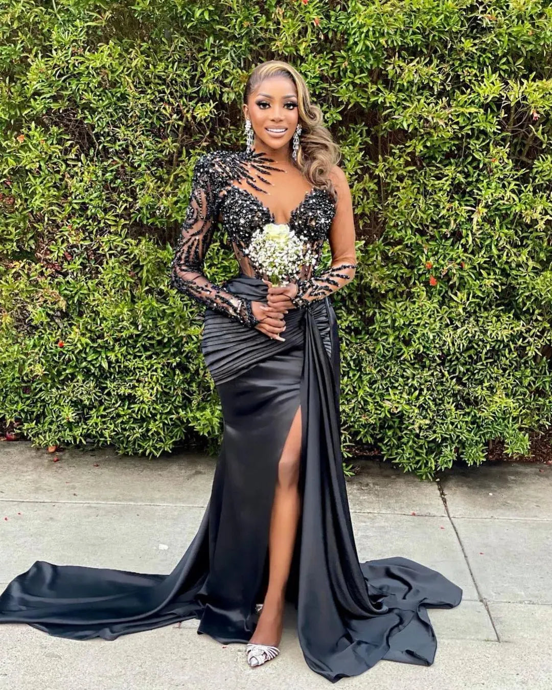Beaded African Dubai Evening Dress with Side High Split Crystal Mermaid Silhouette and Detachable Train from Dhgate Prom Dresses