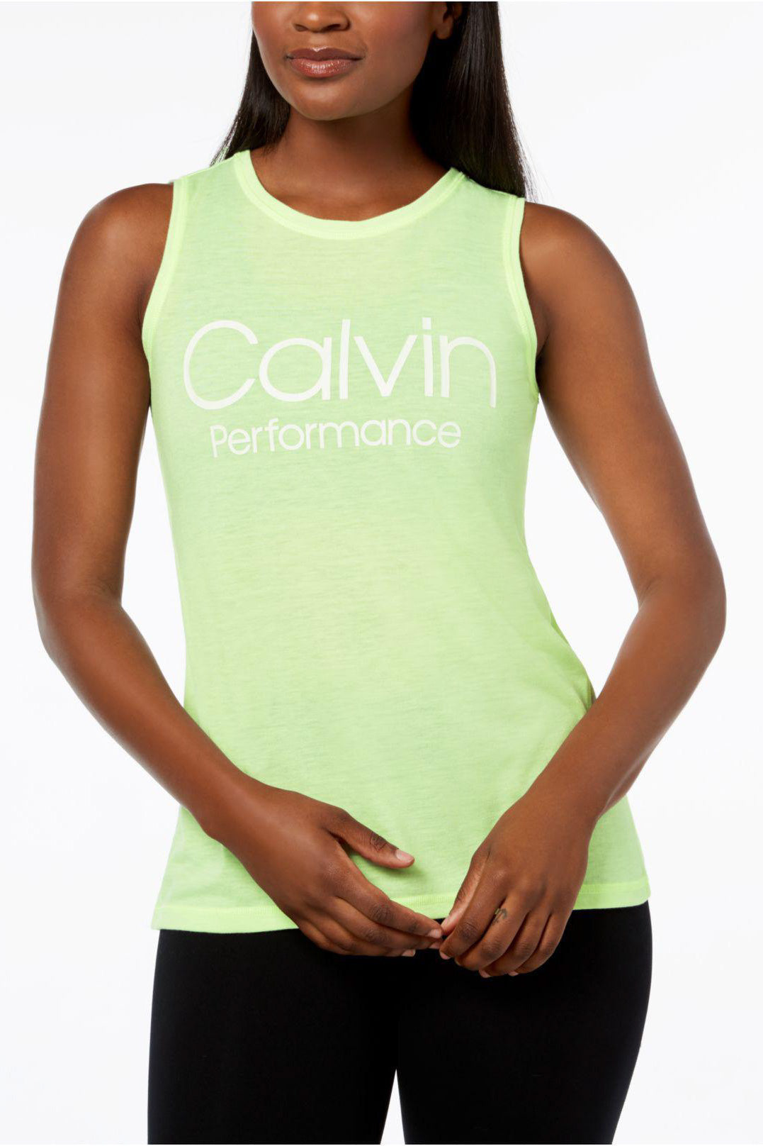 Calvin Klein Performance Logo Racerback Tank Top Green S NWT! $28