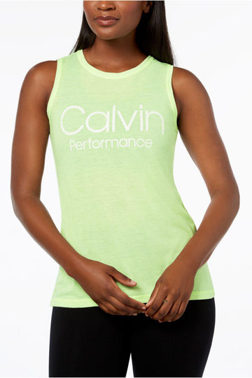Calvin Klein Performance Logo Racerback Tank Top Green S NWT! $28