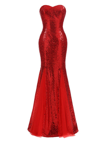 1930s Vintage Sequin Strapless Dress, classic 1930s style elegant retro fashion - Image 1