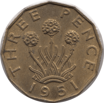 1951 BRASS THREEPENCE ( BU ) - Threepence - Cambridgeshire Coins