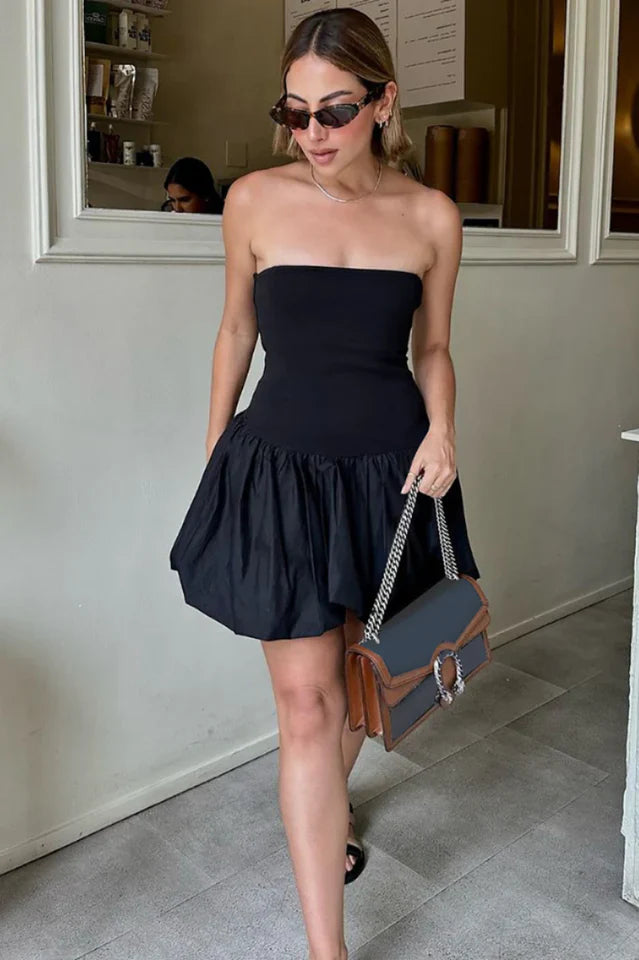 Tube Bubble Hem Mini Dress