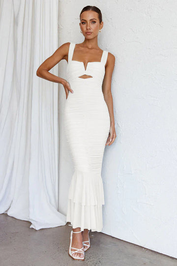 Nadia Ruched Fishtail Maxi Dress