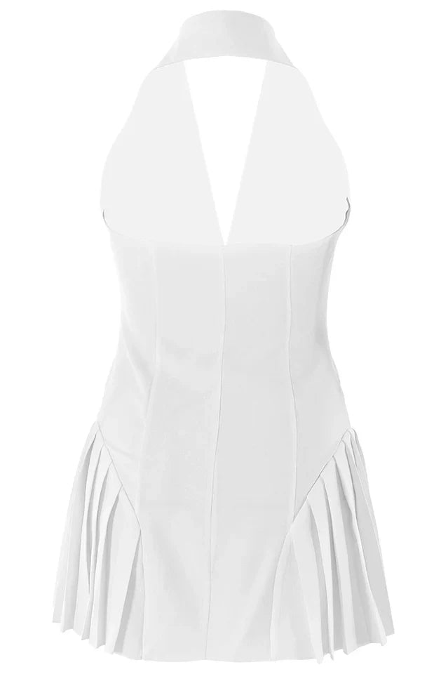 Reyna Backless Pleated Mini Dress
