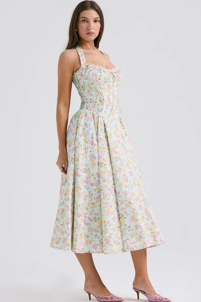 Adabella Cotton Halter Midi Sundress