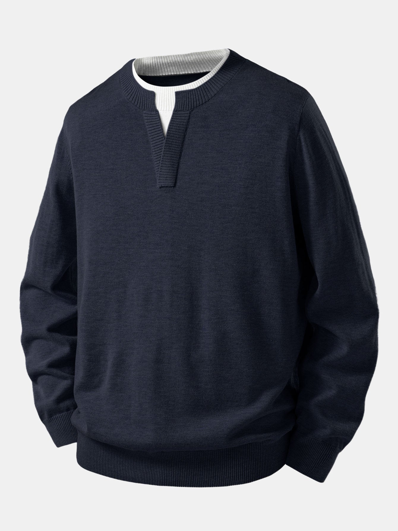Long Sleeve 2 In 1 Split Neck Sweater