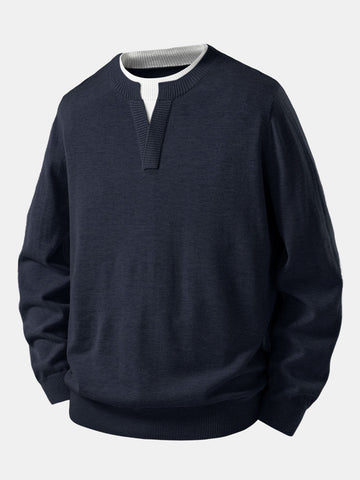 Long Sleeve 2 In 1 Split Neck Sweater