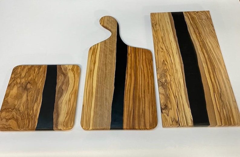 Olive Wood Epoxy River Serving Board / Cheese Tray / Charcuterie Board - tablelegssite.com