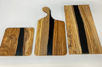 Olive Wood Epoxy River Serving Board / Cheese Tray / Charcuterie Board - tablelegssite.com