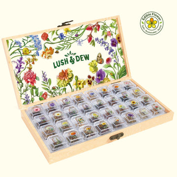 Edible Flower Seed Bank with Almanac 2026 – 32 Non-GMO Varieties