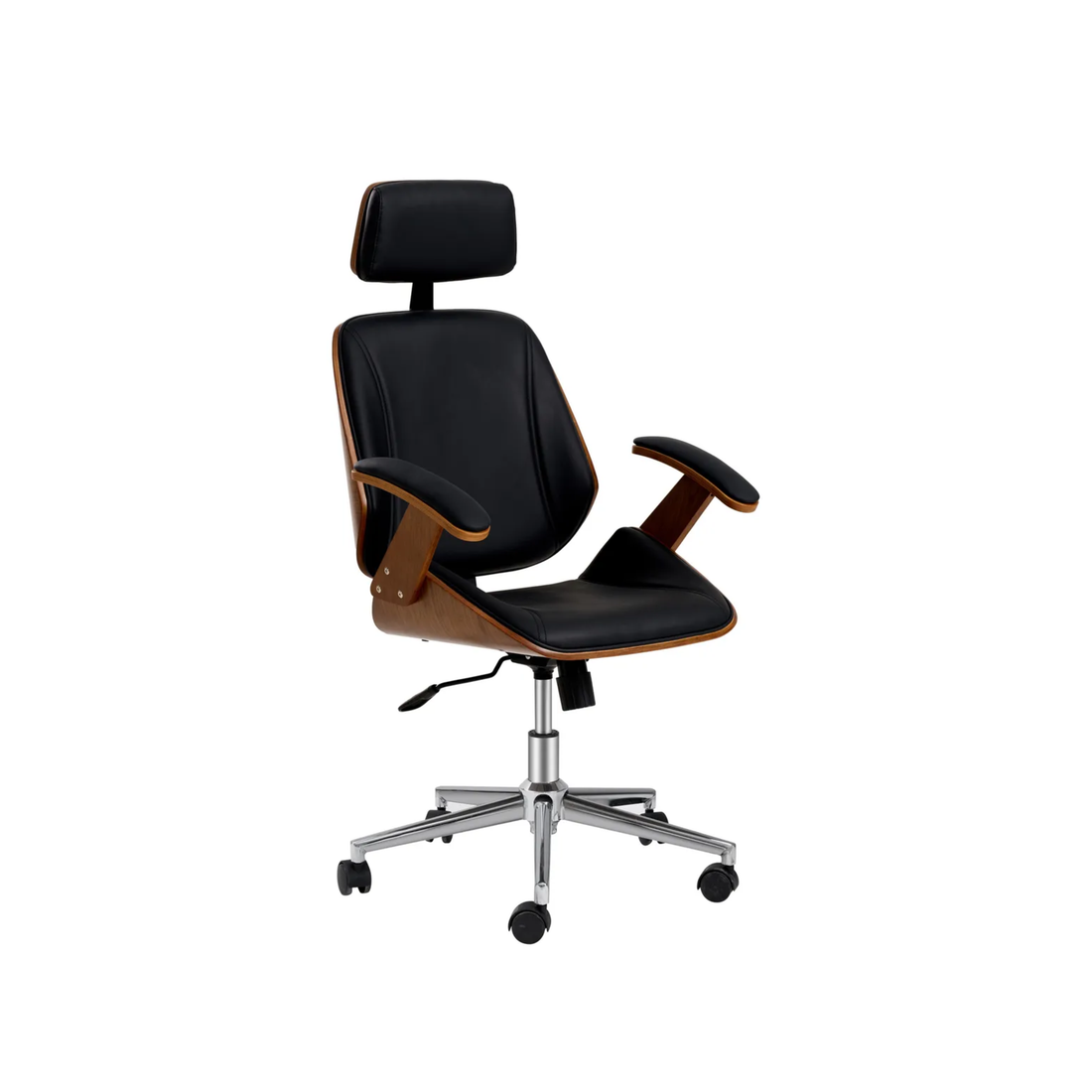 Sillón Miller gerencial tapizado en ecocuero con madera