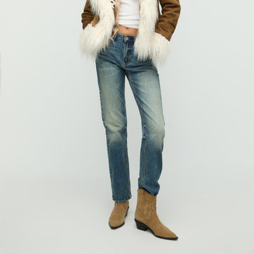 Camel Faux Suede Almond-Toe Embroidery Detail Ankle Cowgirl Boots