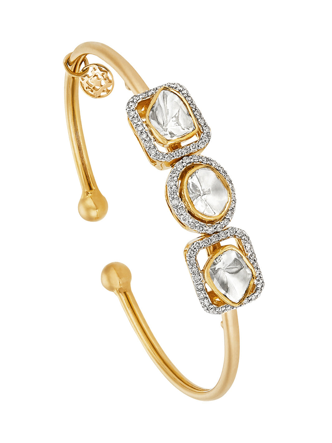 Emerald Cut & Oval Polki Slide Bangle