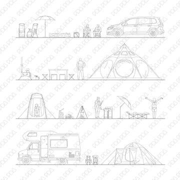 Camping Set (Front view and side view) - Post Digital Architecture — Free and Affordable Resources for Architects