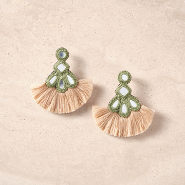 Hand-embroidered sage earrings