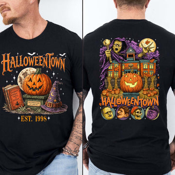 Halloweentown Est 1998 Front And Back Dark Shirt, Halloween Unisex Graphic T-Shirt 685680