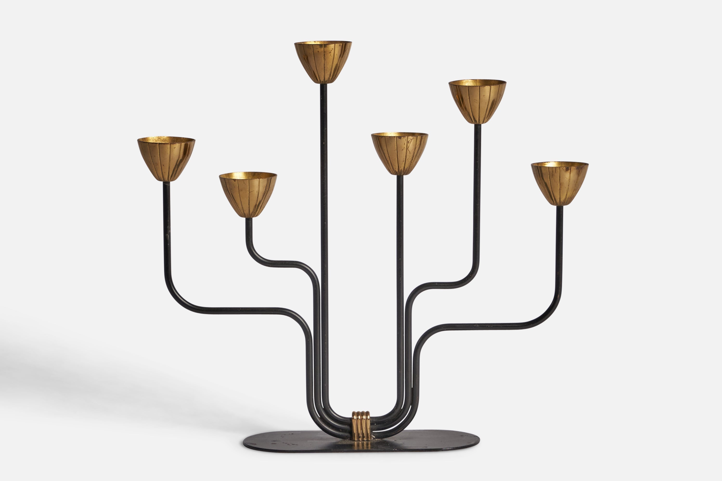 Gunnar Ander, Candelabra, Brass, Metal, Sweden, 1940s — 10646v1