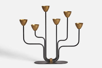 Gunnar Ander, Candelabra, Brass, Metal, Sweden, 1940s — 10646v1