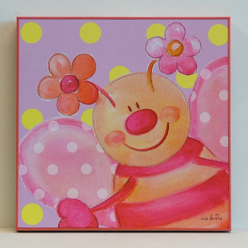 Obraz - Groszkowe zwierzątka, motylek - reprodukcja w ramce kasetonowej LIF1004 30x30 cm. - Obrazy Reprodukcje Ramy | ergopaul.pl