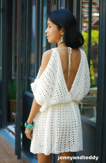 Simple 4 rectangle crochet beach mini dress free pattern-jennyandteddy