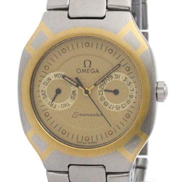 Pre-Owned OMEGA Seamaster Polaris Day Date 18K Gold Steel Watch 396.1022 Polished