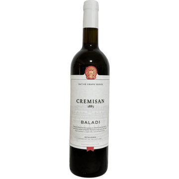 Bottle of Cremisan Baladi 2022, a Baladi red wine from Bethlehem.
