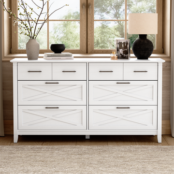 Shop Bush Home Key West 6 Drawer Dresser, Image 02, KWS158WT-03, #color_pure white oak