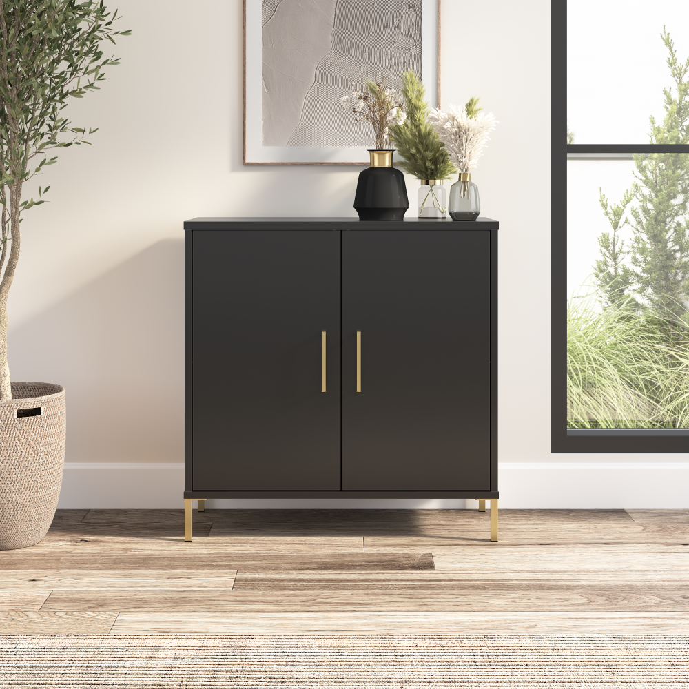 Shop Bush Furniture Soho Low Storage Cabinet with Doors, Image 02, SHS229BL-Z, #color_black stipple