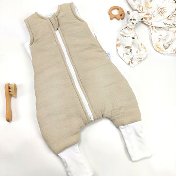 Baby Schlafsack mit Füßen Musselin Beige