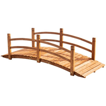 Decoratieve houten tuinbrug 185x72,6 cm voor vijver of tuinpad met stevige constructie van robuust dennenhout