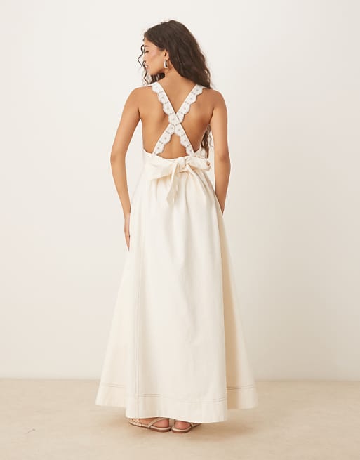 Free People Bali Vienna Maxi Dress, Ivory, Small, Cotton