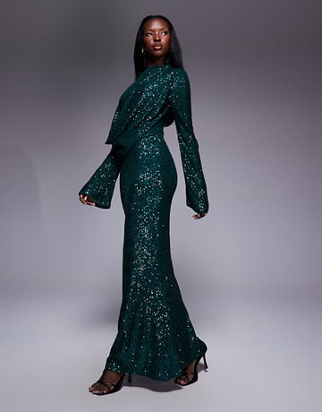 ASOS Design - Long Sleeve Wrap Front Maxi Dress - Women - Polyester/Spandex - 2 US