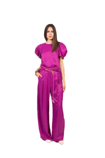 Tensione In - Pantalone semi barrel misto lino Art. S26PB32