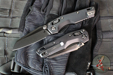 Microtech Knives- M.S.I. Ram-Lok Folder- MINI- Black Fluted Aluminum Handle- Black DLC Plain Edge Blade 210M-1 DLCTFLSH