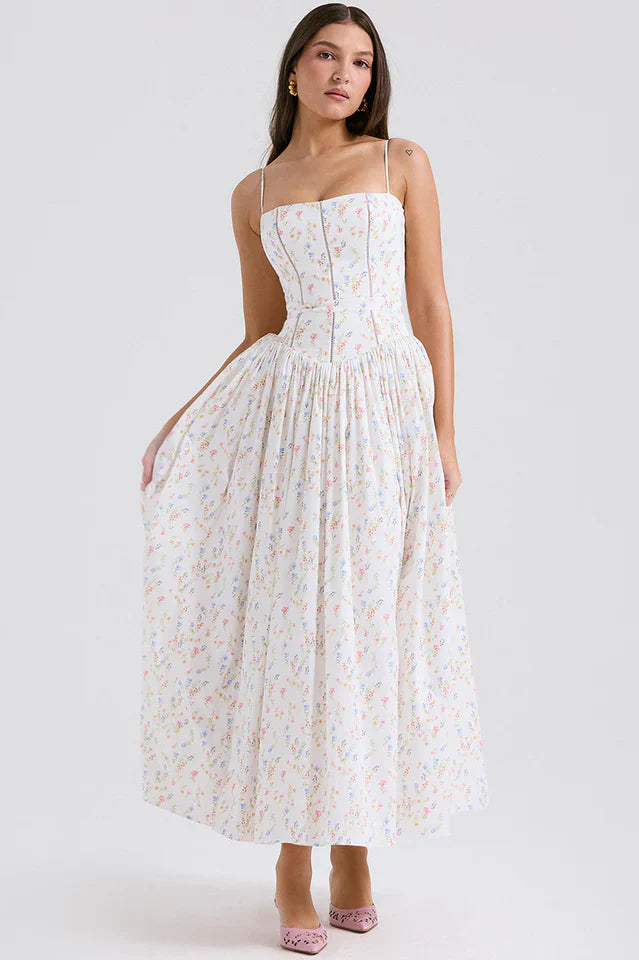 Isabella White Cotton Sundress