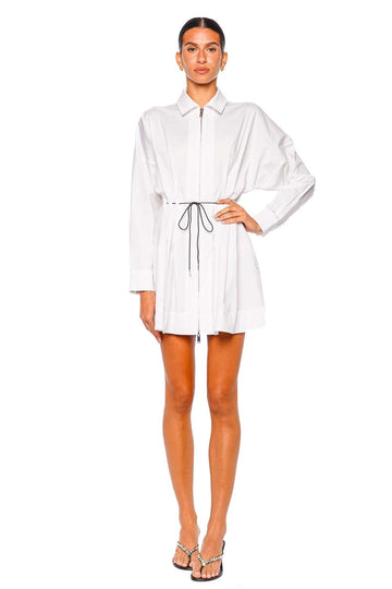 Staud Chi White Long Sleeve Mini Dress