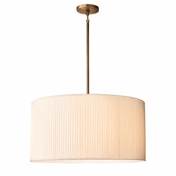 Dumora Pleated Fabric Shade Chandelier with Antique Brass Frame - Classic Pendant for Living Room