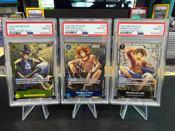 PSA 10 Sequential - Luffy, Ace & Sabo - Promo Set - One Piece Tin Pack Set Vol. 2