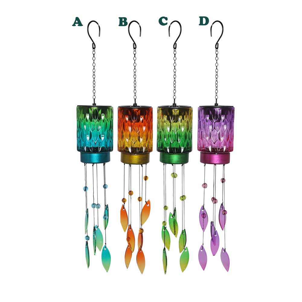 Alpine, Solar Glass Wind Chime W/ Stand, Assorted & Sold Separately