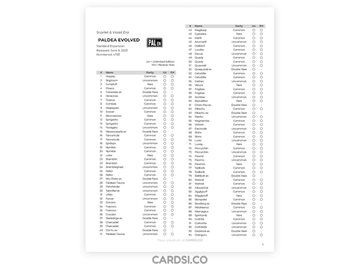 Pokémon PALDEAN FATES Printable Checklist