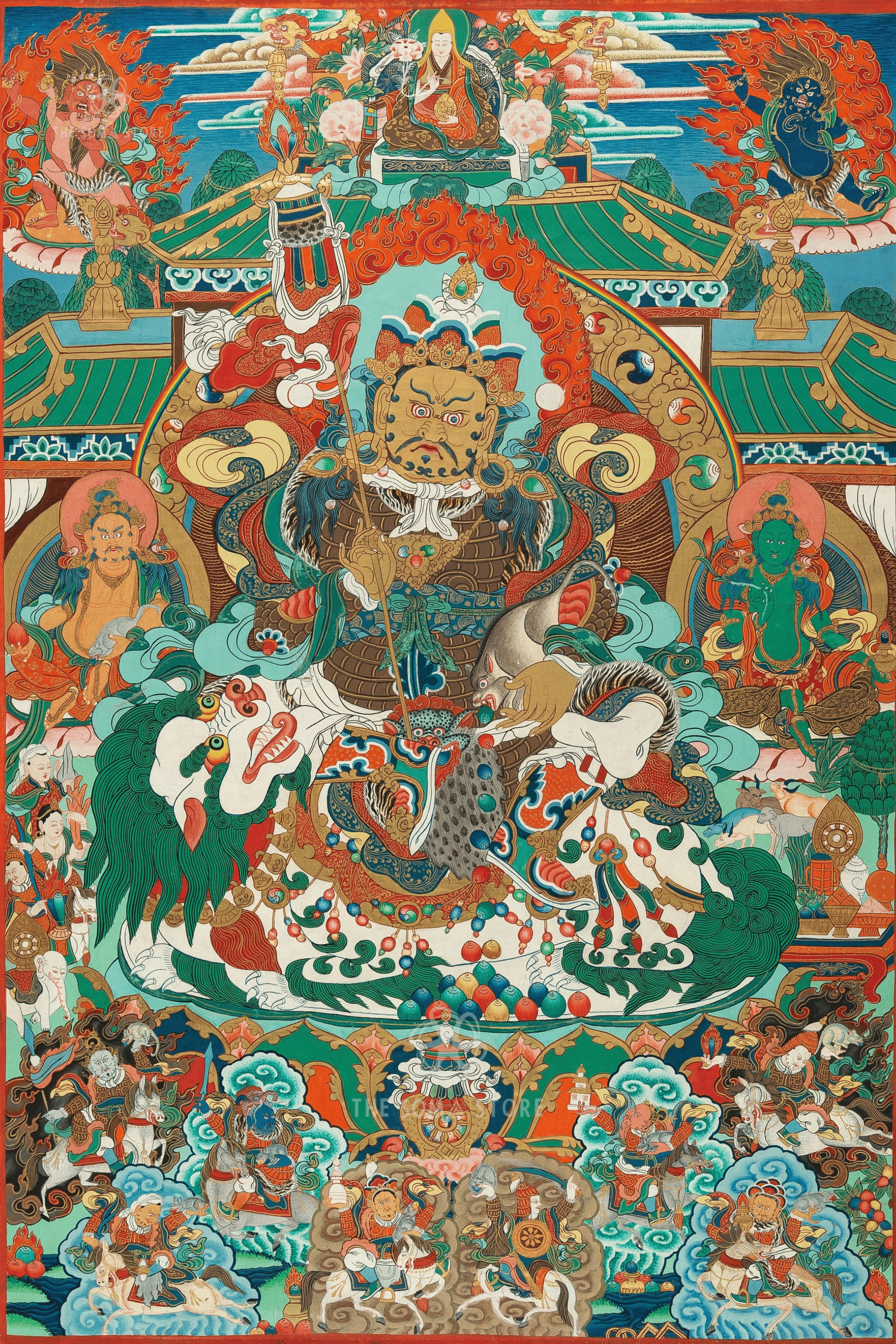 Kubera (Vaishravana), Guardian of the Northern Direction - Thangka Poster (24 × 36 in)