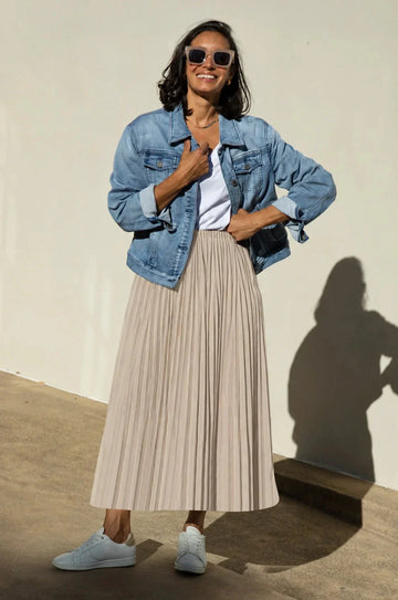 Kara Pleated Skirt Latte Skirt
