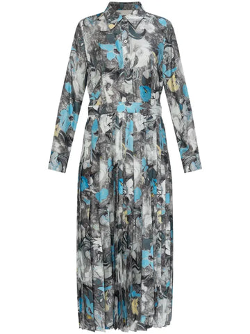 Tory Burch Printed Pleated Midi Dress | Blue