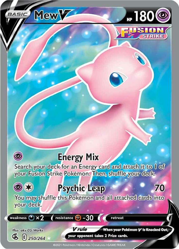 Mew V 2021 Pokemon Fusion Strike Ultra Rare #250 PSA Authenticated 9 Card