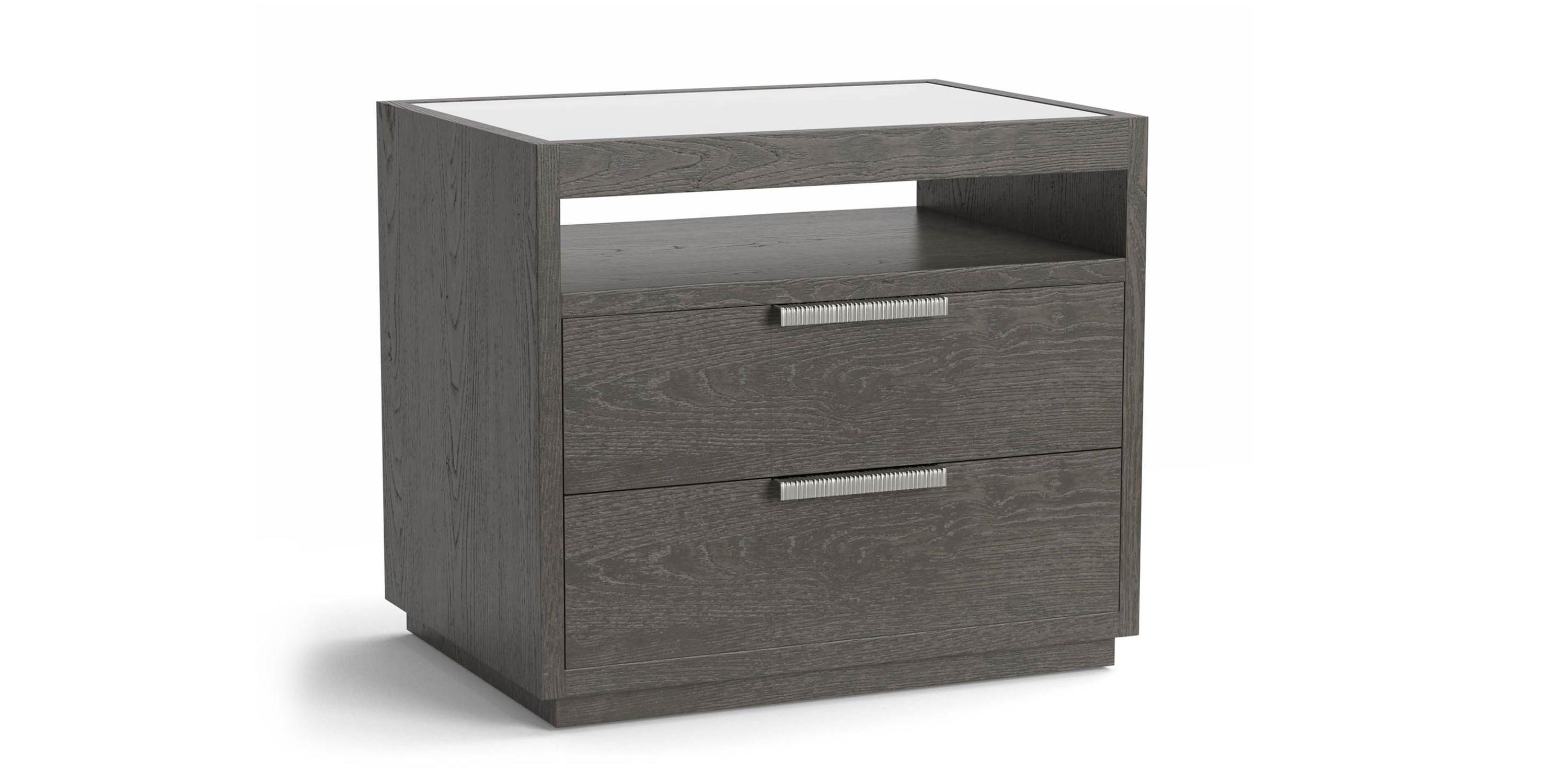 Bassett Modern Astor Nightstand — Soft-Close Drawers, Power Strip Bassett Bedroom Furniture