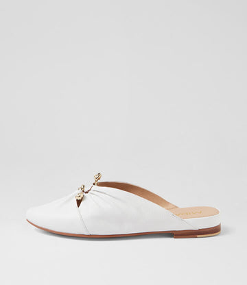 Image of Sandals. Productname: Fabell White Leather Mules in WHITE colour by brand - MIDAS