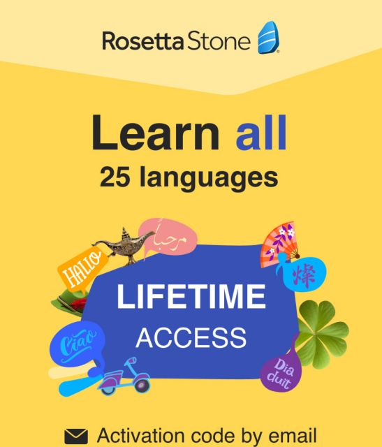 Rosetta Stone Lifetime Subscription UNLIMITED. Learn 24+ Languages. ESD