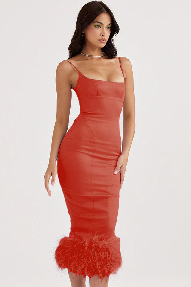 Helena Orchid Satin Midi Dress