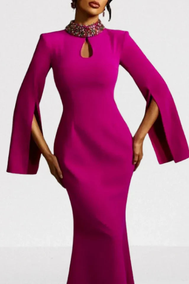 Laksha Cape Sleeve Cutout Maxi Dress